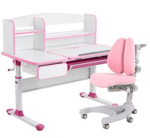 Парта-трансформер для школьника Rimu pink Cubby + Детское кресло Aranda grey cubby + розовый чехол в подарок!