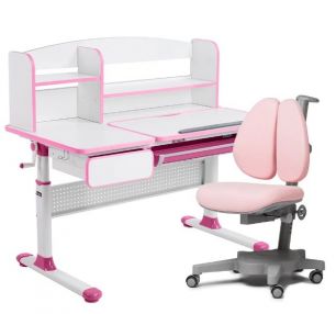 Парта-трансформер для школьника Rimu pink Cubby + Детское кресло Brassica grey Cubby +розовый чехол в подарок!