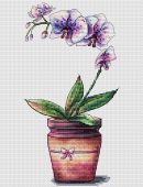 "Orchid in a pot". Digital cross stitch pattern.