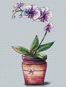 "Orchid in a pot". Digital cross stitch pattern.
