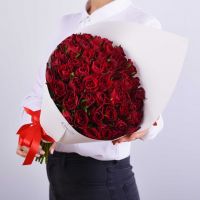 51 красная роза в фоамиране (40см)