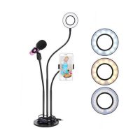 Штатив-держатель смартфона и микрофона с кольцевой LED лампой-4