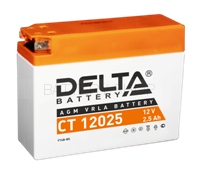 2,5Ah Delta 12V CT 12025 AGM с эл. (003 902 V, YTX4B-BS)