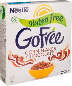 Готовый завтрак безглютеновый NESTLE Go Free Хлопья кукурузные, шоколадные, обогащенные витаминами, 250г