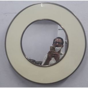 Зеркало Lenso, коллекция "Объектив" 5*60*60, Нержавеющая сталь, Сталь, МДФ, Зеркальное стекло, Белый