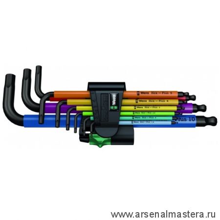 Набор Г-образных ключей для винтов с внутренним шестигранником, метрических, BlackLaser WERA 950 SPKL/9 SM N Multicolour