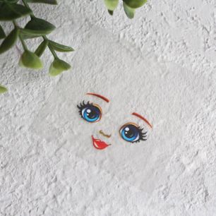 Термонаклейка для декорирования лица куклы с голубыми глазами