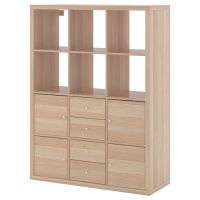 KALLAX КАЛЛАКС, Стеллаж с 6 вставками, под беленый дуб, 112x147 см - 192.782.67