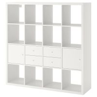 KALLAX КАЛЛАКС, Стеллаж с 4 вставками, белый, 147x147 см - 792.783.30