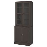 HAVSTA ХАВСТА, Комбинация для хранения с сткл двр, темно-коричневый, 81x47x212 см - 092.659.77