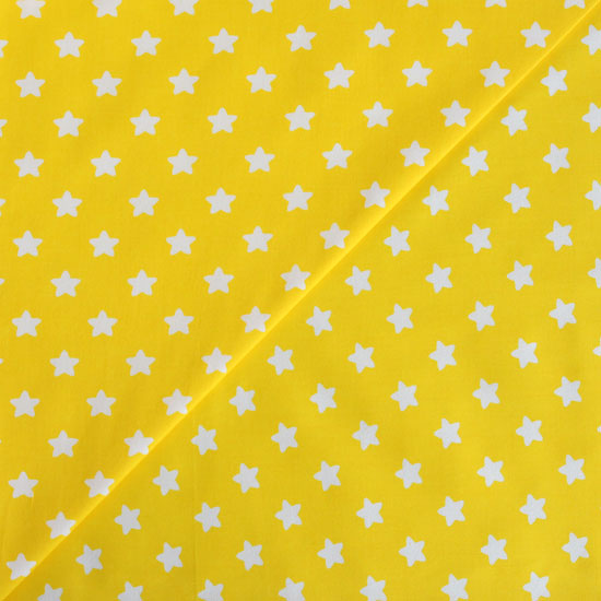 Хлопок - Звезды белые на желтом 50x40