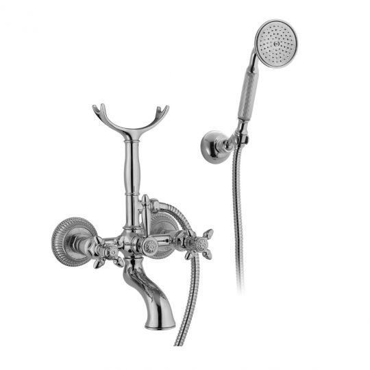 Изображение Настенный смеситель с изливом для наполнения ванны и ручным душем Nicolazzi 1202