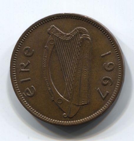 1/2 пенни 1967 Ирландия XF