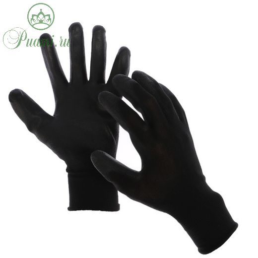 Перчатки нейлоновые Доляна, с латексной пропиткой, размер 10, чёрные