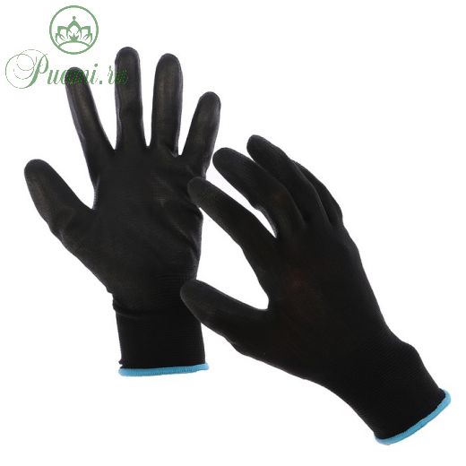Перчатки нейлоновые Доляна, с латексной пропиткой, размер 9, чёрные