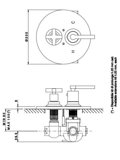 Термостатический смеситель Nicolazzi Teide Chic 4909 для душа схема 1