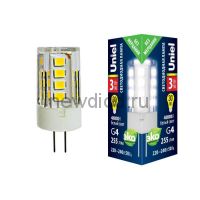 Лампа светодиодная LED-JC-220/3W/4000K/G4/CL GLZ09TR прозрачная 4000К Uniel