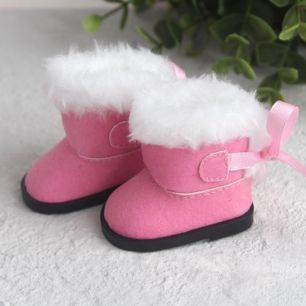 Обувь для кукол сапожки угги с мехом 5,5 см. - розовые