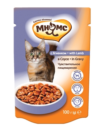 Пауч Мнямс для кошек Чувствительное пищеварение с ягненком в соусе