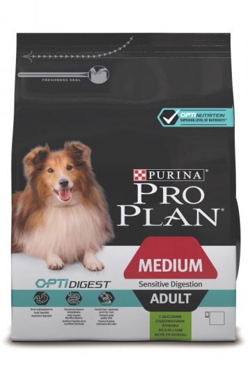 Purina PRO PLAN OPTIDIGEST для взрослых собак средних пород с чувствительным пищеварением