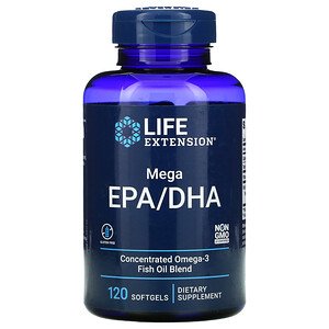 Life Extension, Омега Mega EPA/DHA, 600 мг, 120 капсул