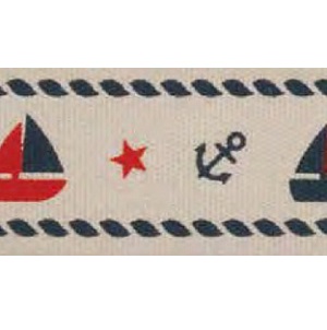 Лента хлопковая МОРЕ 20 мм. с печатным рисунком  HEMLINE (VR20.033)