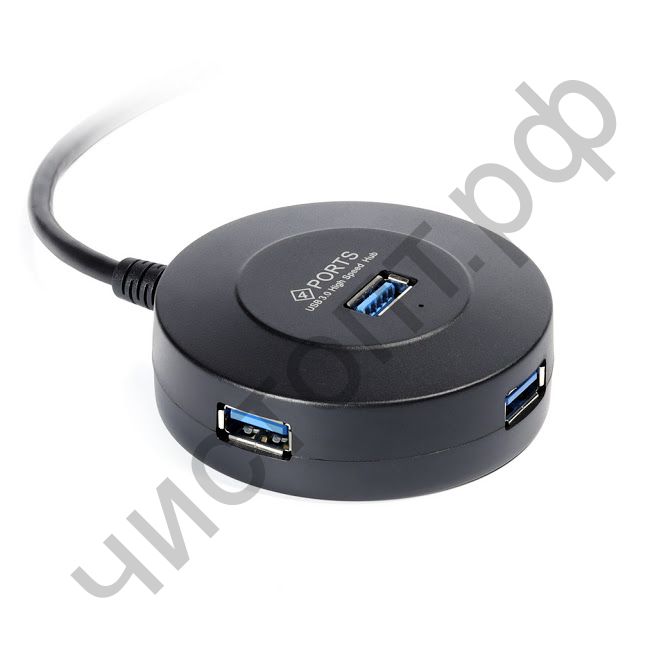 USB 3.0 хаб с выключателями, 4 порта, СуперЭконом круглый, черный, SBHA-7314-B