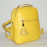 Сумка рюкзак кожаная женская желтая  "Мимоза"