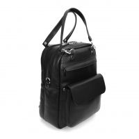 Черная кожаная сумка-рюкзак  "Монте"