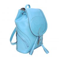 Голубой кожаный рюкзак женский  "Адель"
