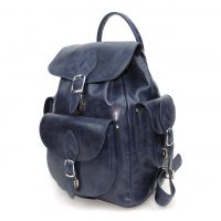 Рюкзак кожаный женский синий  "Сельма"