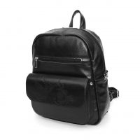 Рюкзак-сумка кожаный черный  "Соло"