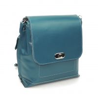 Голубая кожаная сумка-рюкзак  "Сабрина"