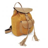 Бежевый кожаный женский рюкзак  "Бохо" замша