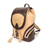 Рюкзак женский кожаный коричнево-бежевый  "Ксантия"