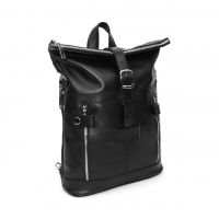 Черная кожаная сумка-рюкзак  "Делия"