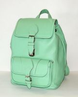 Рюкзак кожаный зеленый  "Мятный"
