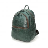 Зеленый кожаный рюкзак  "Малахит"