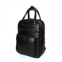 Черная кожаная сумка-рюкзак  "Васко"