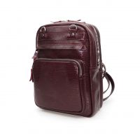 Бордовая кожаная сумка-рюкзак  "Ширли"