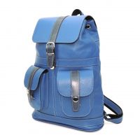 Голубой женский кожаный рюкзак  "Ультрамарин"