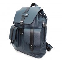 Синий кожаный рюкзак  "Фортунато"