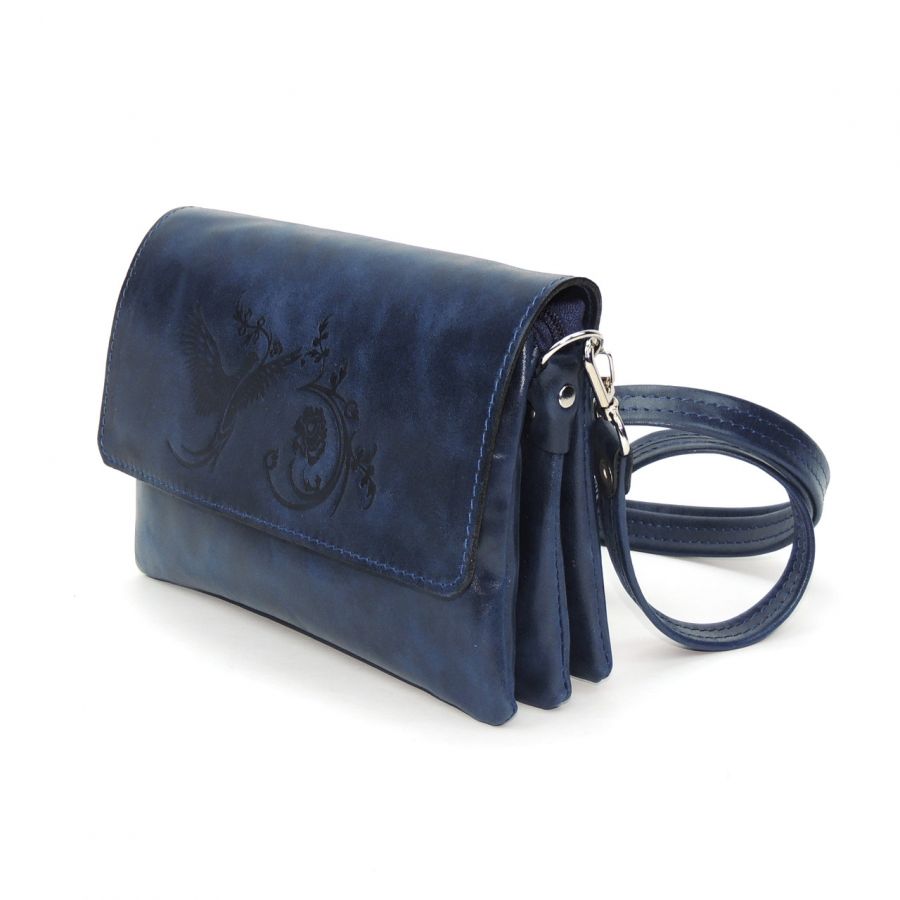 Синяя женская кожаная сумка  "Роксан"