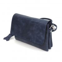 Синяя кожаная сумочка кошелёк  "Колибри"