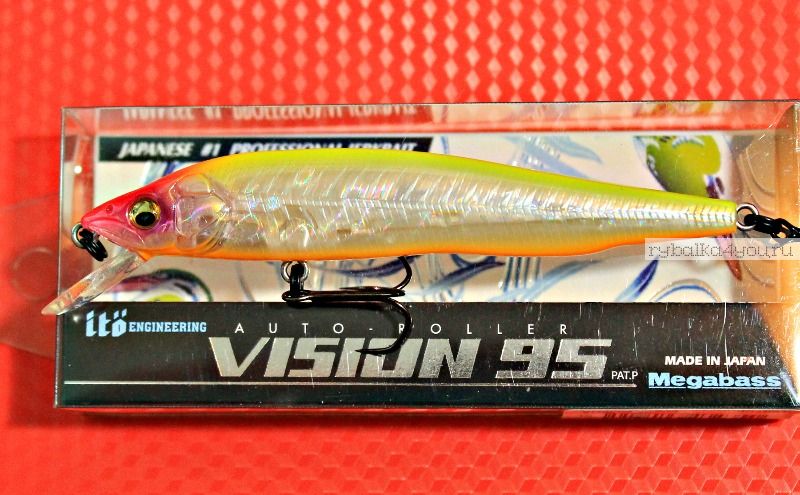 Воблер Megabass Vision 95Q-GO Slow Float 95мм / 9,8гр / Заглубление: 0,1 - 0,5 м / цвет: GP Hachiro Bone (JP)