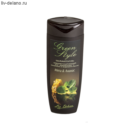 Себорегулирующий шампунь "Мята&Ананас" для нормальных и склонных к жирности волос, 400 г Green Style