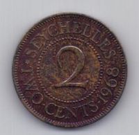 2 цента 1968 Сейшелы AUNC Великобритания