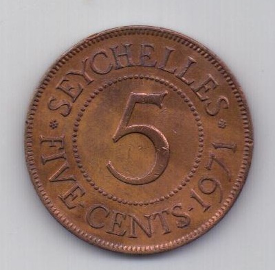 5 центов 1971 Сейшелы XF Великобритания