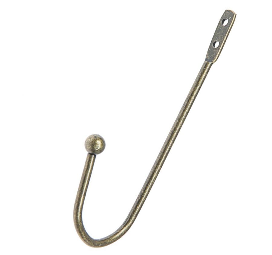 Крючок для ключницы одинарный, с шариком, бронза, 11 см
