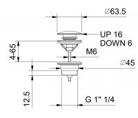 Донный клапан для раковины Fantini Nostromo 8434 хром схема 1